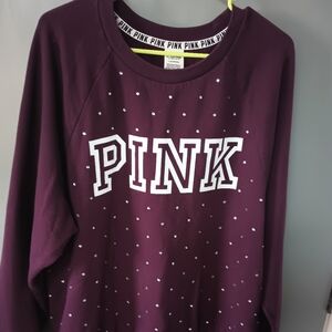 PINK Victoria's Secret Women's Deep Purple Crew Neck Sweater
